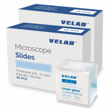 VELAB 100 pcs VE-P40 Microscope Slides Double Frosted & 100 pcs VE-C24 cover glasses (24X24mm)