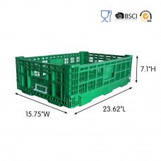 32 Liter Collapsible Crate without Lid 23.62"L x 15.75"W x 7.1"H Green