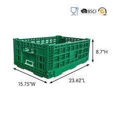 41 Liter Collapsible Crate without Lid 23.62"L x 15.75"W x 8.7"H Green