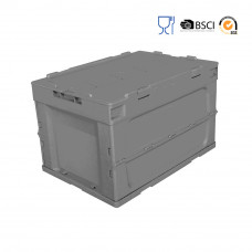 50 Liter Collapsible Crate with Lid 20.87"L x 14.37"W x 13.19"H Gray 5 pieces