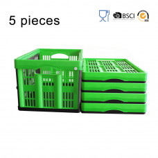 5 pieces 45 Liter Collapsible Crate  20.8" x 14.1" x 11.6" Green