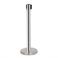 Polished Stainless Steel Retractable Belt Barriers 10ft Red Belt