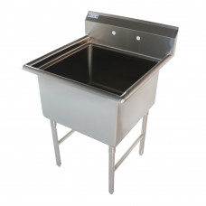 23" 16-Ga SS304 One Compartment Commercial Sink 18" x 24" x 14" Bowl