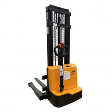 Fully Powered Straddle Stacker 3300 Lb. 118" Lift  Fully Electric Straddle Stacker With Adj. Forks