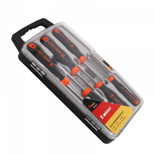 WEDO 6Pcs Screwdriver Set, Magnetic Screwdriver with 2 Flat& 4 Philips Head Tips with Case Package