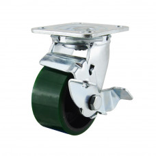 4" Swivel Plate Caster 700lb Capacity with Side Brake Green