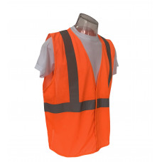 S Safety Vest Economy Type R Class 2 Orange Mesh with No Pocket
