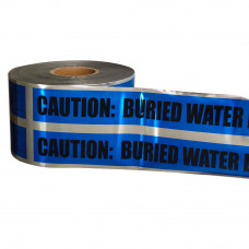 Underground Tape Caution Buried Water Line, 2"W x 1000'L, Black/Blue
