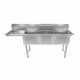 74 3/4" 18-Ga All Stainless Steel 3 Compartment Sink Left Drainboard