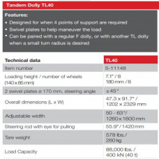 Transport Dolly Tandem 40 Ton Capacity TL40