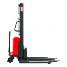 118"Lift Semi-Electric Straddle Stacker 2200 LB.  Electric Stacker with Adj. Forks