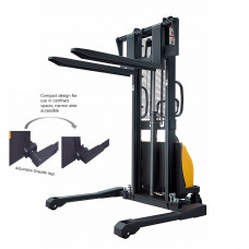 Bolton Tools 63" Lift Height Semi Electric Straddle Stacker 2200lbs Capacity Forklift with Adjustable Legs and Forks Multi Economy Pallet Stacker
