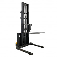 118" High Fully Powered-Electric Straddle Stacker with 3300lbs Capacity, Adjustable Fork Width