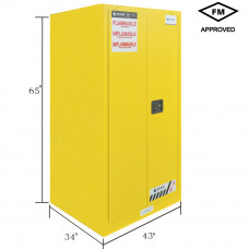 FM Approved 90gal Flammable Cabinet  65x 43x 34" Self-closing Door