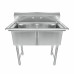 41 1/2" 18-Ga All Stainless Steel 2 Compartment Sink 18"x18"x12" Bowl