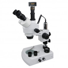 Trinocular Microscope 7X-45X Pillar Stand 3MP Camera