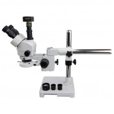 Trinocular Microscope with 3.5X-45X Single-Arm Boom Stand 5MP Camera