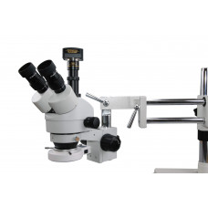 Trinocular Microscope 3.5X-45X Double-Arm Boom Stand 10MP Camera