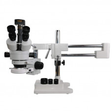 Trinocular Microscope 3.5X-45X Double-Arm Boom Stand 3MP Camera