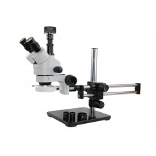3.5X-45X 5MP Digital Double Boom Stand Trinocular Zoom Microscope