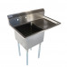 36 1/2" 18-Ga SS304 One Compartment Commercial Sink Right Drainboard