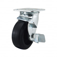 5" Swivel Plate Caster 400lb Capacity Rubber With Side Brake