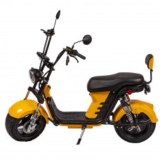 3000W Fat Tire Electric Scooter With Backrest 60V 25Ah  Lithium Battery Max Speed 44Mileph Double Seat Electric Scooter For Adult ,Yellow