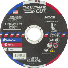 United Abrasives 4-1/2 x .045 x 7/8 Ultimate Cut Metal Cutting Wheel Type 27/Type 42 | 22230