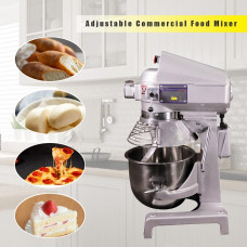 20 Qt Planetary Stand Mixer with Guard Standard Accessories and Timer 3 Adjustable Sppeds Aluminum Alloy 3/4 HP Made in Taiwan
