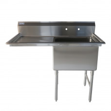 44" 16-Ga SS304 One Compartment Commercial Sink Left Drainboard