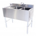18-Ga SS304 2 Bowl Under Bar Sink with Faucet and One Drainboards