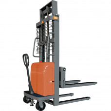 118" High Semi Electric Stacker With  Fixed Legs And Adjustable Forks  2200lbs Capacity