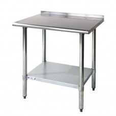 30" x 36" Stainless Steel Commercial Kitchen Work Table Back splash