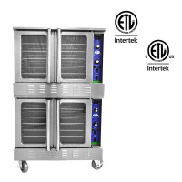 Bolton Tools Glass Doors Double Deck Full Size 208V Commercial Electric Convection Oven ETL Certification -20 KW, 3 Phase with Casters