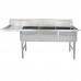 74" 16-Ga SS304 Three Compartment Commercial Sink Left Drainboard