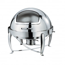 6.5 QT Stainless Steel Round Chafer W/Hinged Glass Dome Cover