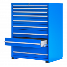 Heavy Duty Industrial Metal Modular Drawer Cabinet 9 Drawers  40 1/4"W x D28 1/2" D x 60"H100% Drawer Extension, Anti-tipping Mechanism Locking