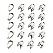 Wire Rope Clip and Thimble Kit 304 Stainless Steel U-Bolt For 3/8