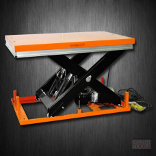110V Stationary Powered Hydraulic Lift Table 33 15/32'' x 51 3/16'' Table Size Low-Profile Electric Lift Platform Table 4400 lb Capacity